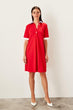 Red Shirt Collar Knitted Dress