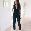 Deep V-Neck Pocket Women Jumpsuit