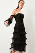 Black Button Detail Frilly Dress