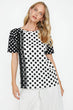 Women White Polka Dot Detail T-Shirt "