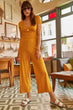 Women Mustard Polka Dot Double Breasted Jumpsuit