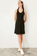 Black Contrast Stitching Knit Dress