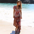 Deep V-Neck Sexy Floral Women Beach Dress