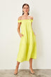 Yellow Carmen Collar Knitted Dress