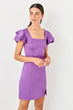 Purple Square Collar Knitted Dress