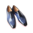 Leather Sneakers For Men Handmade Blue Patina Dress Shoes Mans Square Toe Oxford Shoes Wedding Office Driving Footwear