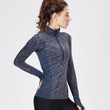 YOGA Women's High Neck Pullover Seamless Active Long Sleeve Sports Running Top with Thumbholes