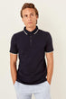 Navy Blue New Men 'S Short Sleeve New Polo Collar T-Shirt