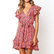 Sexy V Neck Floral Print Women Dress