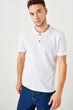 White New Men Textured New Polo Collar T-Shirt
