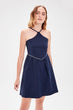 Navy Blue Halter-neck Dress