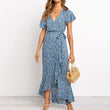 Summer Long Maxi Casual Boho Floral Print Chiffon Beach Dress