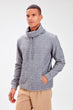 Gray Men 'S Funnel Collar Long Sleeve Kangaroo Pocket New Sweatshirt