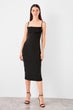 Black Funnel Collar Knitted Dress