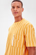 Mustard Male Vertical Striped Oversize T-shirt