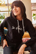 Women Black So Chic Hooded Soft Textured Sweatshirt