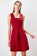 Burgundy Square Collar Dress