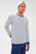 Green Mens Bike Collar Long Sleeve Striped New Sweatshirt