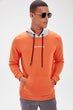 Orange New Men Hooded Kangaroo Pockets Sweatshirt