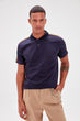Navy Blue Men 'S Polo Collar Stripe Detail T-Shirt New