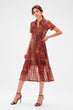 Brown Leopard Pattern Tulle Knit Dress