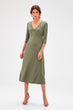 Khaki Double Breasted Collar Dress