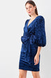 Navy Blue Ribbon Detail Balloon Sleeve Dress