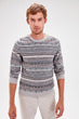 Gray Men 'S Bike Collar Jacquard Sweater