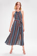 Multicolour Belted Striped Dress