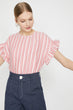 Women Red Striped Blouse