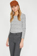 Women Gray Striped T-Shirt