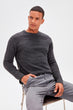 Black Men 'S Cycling Neck Textured Raglan Sleeve Knitwear Sweater New