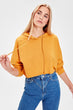 Mustard Hooded Crop Knitted Sweatshirt