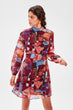 Multicolour Pattern Sheer Neckline Dress