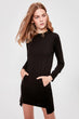 Black Upright Collar Knitted Dress