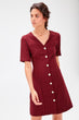 Burgundy Striped Button Dress