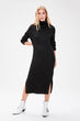 Black-Throated Slits Midi Sweater Dress