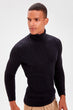 Navy Blue Male Rubber Mesh Turtleneck Sweater