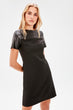 Black Leather Detail Dress