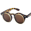 Vintage Steampunk Flip Sunglasses Retro Round Metal Frame Sun Glasses for Men Women Brand Designer Circle Glasses Oculos