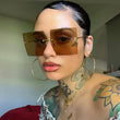 Oversized Brown Sunglasses Rimless Square Woman Glasses  Simple Fashion Red Glasses Luxury Brand Eyewear Big Shades Oculos