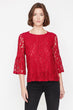 Women Red Lace Detail T-Shirt