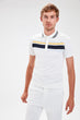 White Men Panelled Polo Collar Sweater New T-shirt