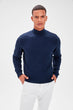 Navy Blue Men 'S Pattern Half Turtleneck Sweater