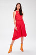 Red Asymmetrical  Knit Dress