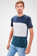 Navy Blue Men Panelled T-Shirts