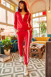 Women Red Stripe Bottom Top Suit