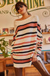 Women White Stripe Oversize Mercerized Sweater