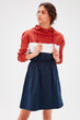 Navy Blue Color Block Knitted Sweat Dress