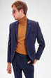 Navy Blue Mens Double Button Collar Pin Slim Fit Jacket New